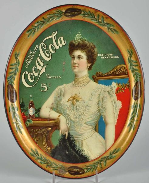 1905 COCA-COLA SERVING TRAY WITH BOTTLE.          