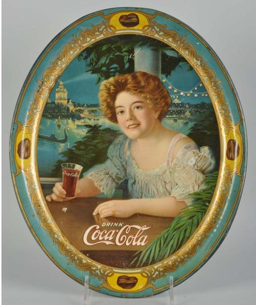 1909 COCA-COLA LARGE OVAL SERVING TRAY.           