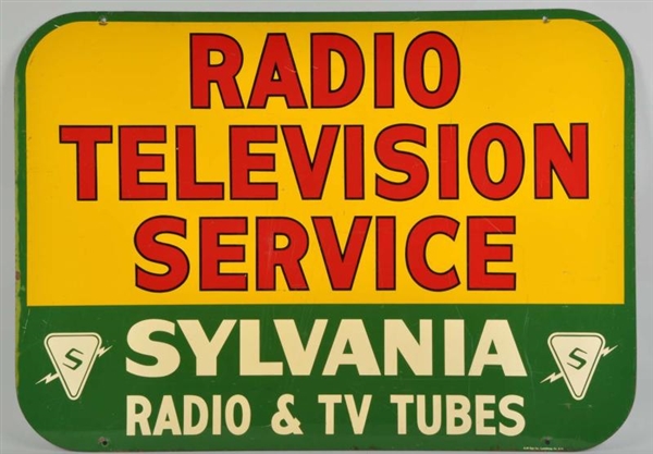 SYLVANIA RADIO TV SERVICE 2-SIDED METAL SIGN.     