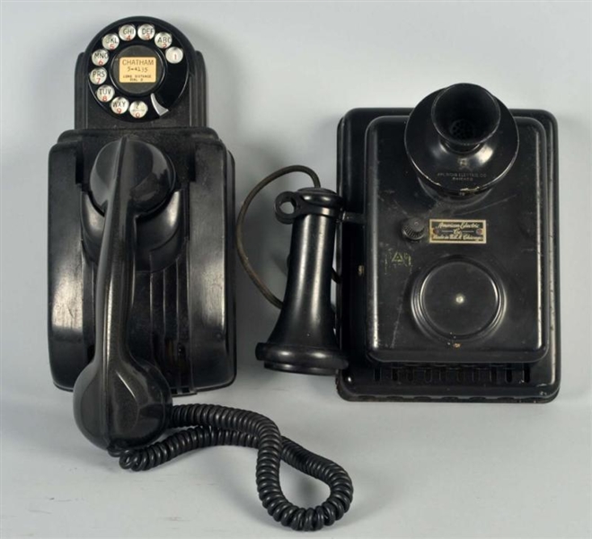 LOT OF 2: BLACK WALL TELEPHONES.                  