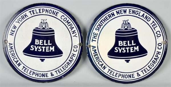 LOT OF 2: PORCELAIN BELL SYSTEM TELEPHONE SIGNS.  