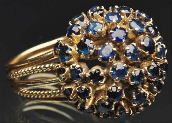 14K Y. GOLD SAPPHIRE DOME RING.                   