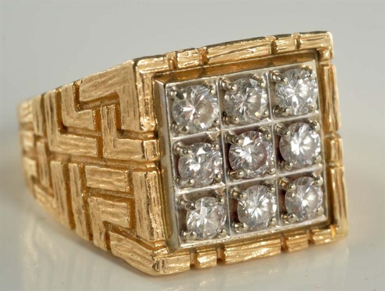 14K Y. GOLD MENS RING WITH DIAMONDS.             