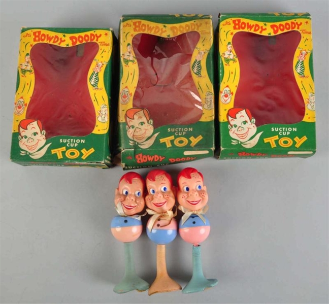 LOT OF 3: HOWDY DOODY SUCTION CUP TOYS.           