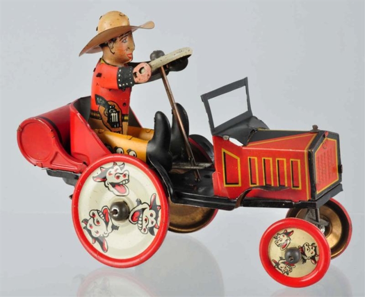 TIN LITHO MARX COWBOY WHOOPEE CAR WIND-UP TOY.    