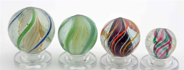 LOT OF 4: 3-STAGE SWIRL MARBLES.                  