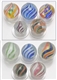LOT OF 10: JELLY CORE SWIRL MARBLES.              
