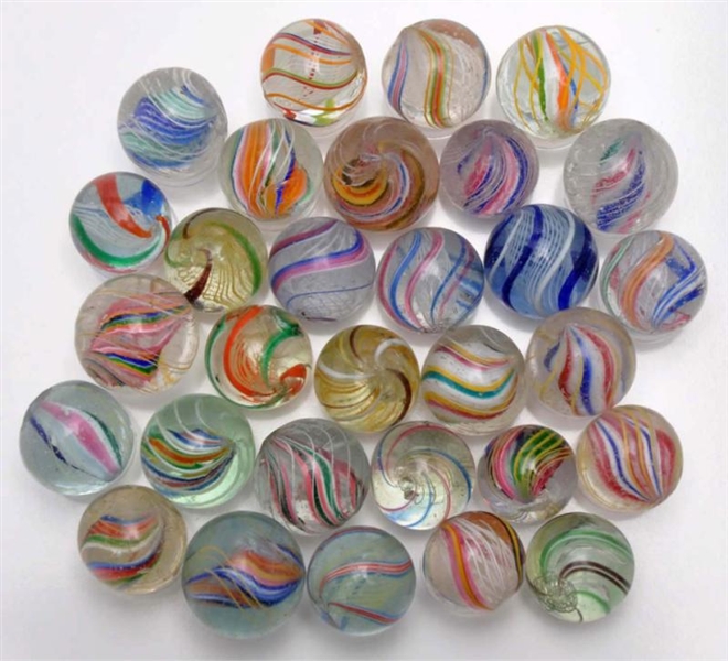 LOT OF 30: SWIRL MARBLES.                         