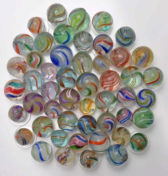 LOT OF 50: SWIRL MARBLES.                         