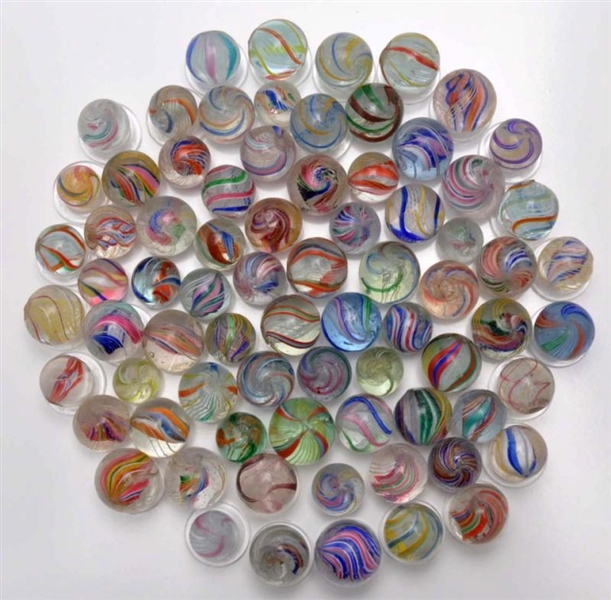 LOT OF 70: SWIRL MARBLES.                         