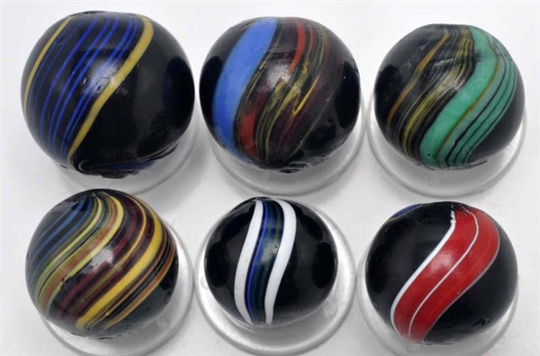 LOT OF 6: INDIAN SWIRL MARBLES.                   
