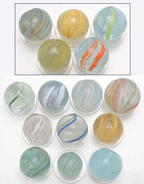 LOT OF 15: BANDED TRANSPARENT SWIRLS.             