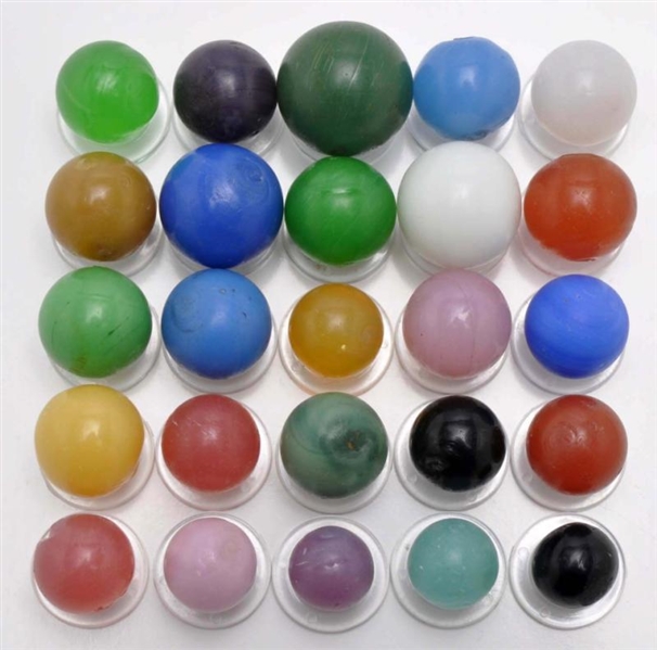 LOT OF 25: GUMBALL OPAQUE MARBLES.                