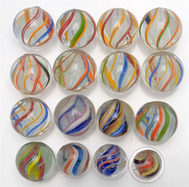 LOT OF 16: SWIRL MARBLES.                         