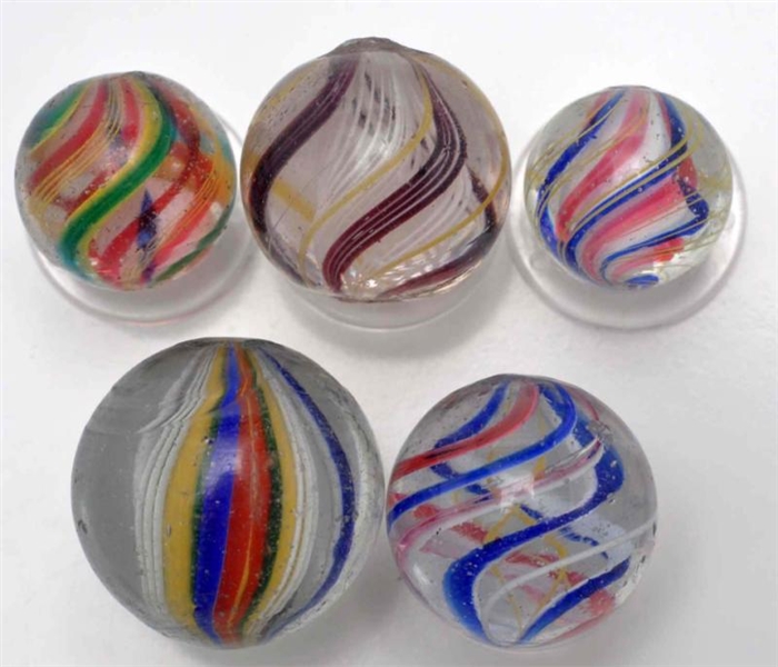 LOT OF 5: 3-STAGE SWIRL MARBLES.                  