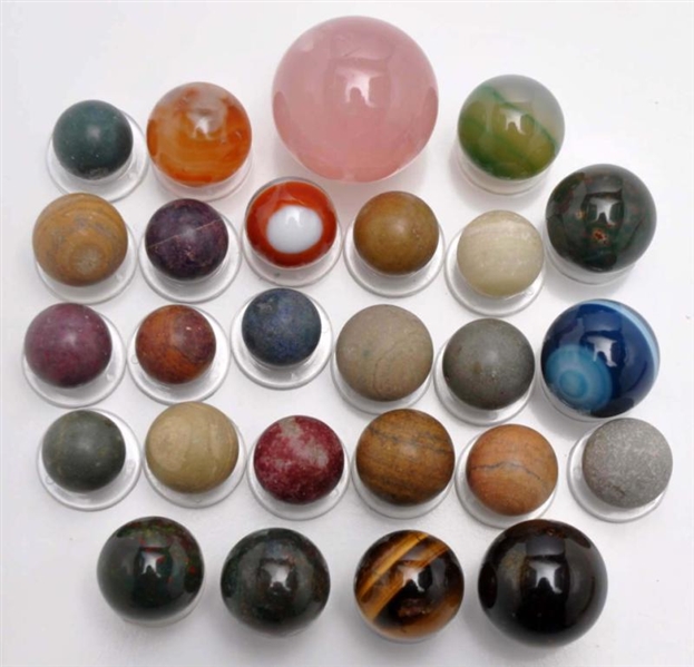LOT OF 38: STONE MARBLES.                         