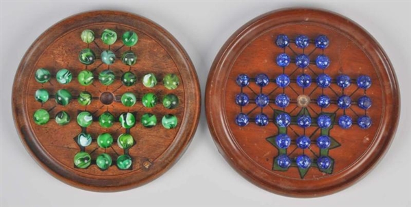 LOT OF 2: SOLITAIRE BOARD SETS WITH MARBLES.      