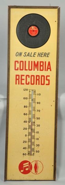 TIN COLUMBIA RECORDS THERMOMETER.                 