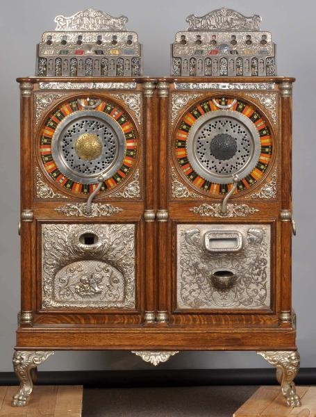 CAILLE DOUBLE UPRIGHT SLOT MACHINE.               