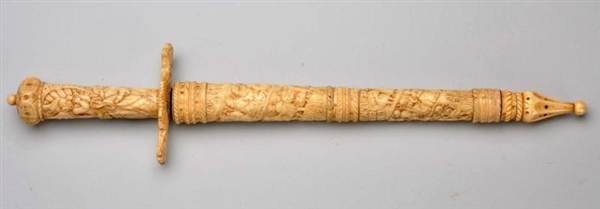 DAGGER WITH IVORY HANDLE & SCABBARD.              