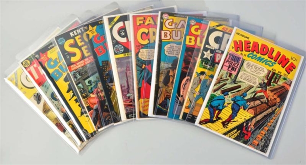 LOT OF 11: CRIME RELATED GOLDEN AGE COMIC BOOKS.  