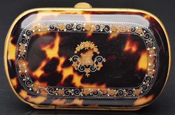 TORTOISE WARE LADYS CHANGE PURSE WITH INLAY.     