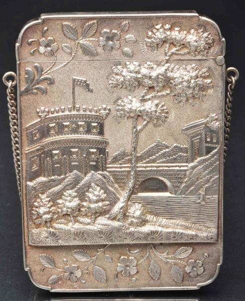 VICTORIAN CALLING CARD CASE WITH CHAIN.           