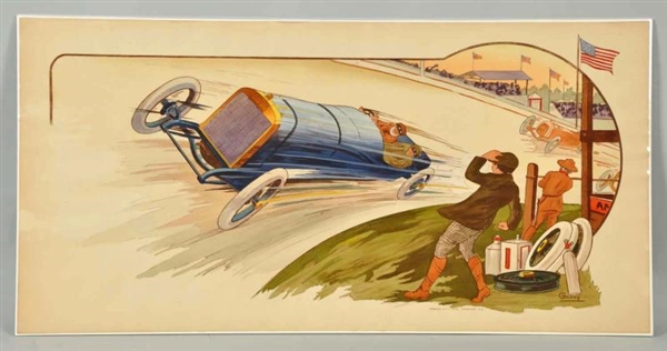FRENCH RACE CAR AT TRACK POSTER.                  