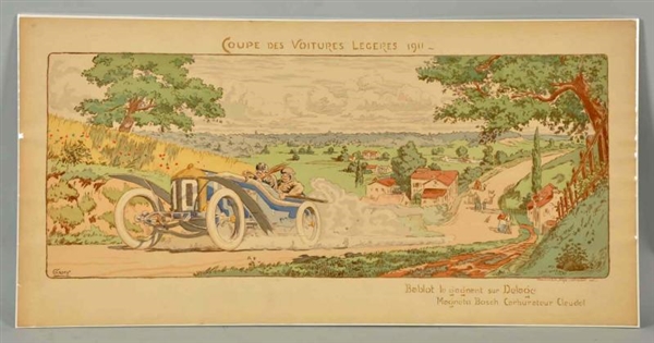 FRENCH 1911 COUPE DES VOITURES POSTER.            