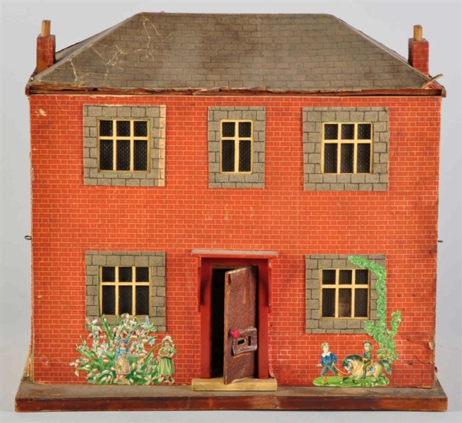 WOODEN DOLLHOUSE COVERED WITH PAPER.              