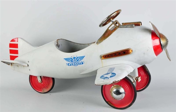 PRESSED STEEL PURSUIT AIRPLANE PEDAL TOY.         
