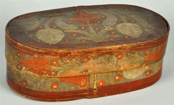 WOODEN HAND-PAINTED BRIDAL BOX WITH FLORAL MOTIF. 