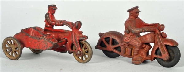 LOT OF 2: CAST IRON MOTORCYCLE TOYS.              