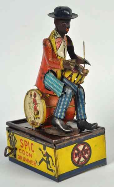 TIN LITHO MARX SPIC DRUMMING WIND-UP TOY.         