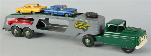 SCARCE TIN & PRESSED STEEL MARX CAR CARRIER TOY.  