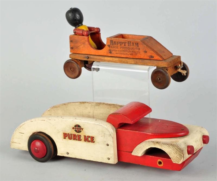 LOT OF 2: WOODEN VEHICLE TOYS.                    