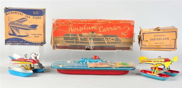 LOT OF 3: BOAT & AIRPLANE TOYS.                   