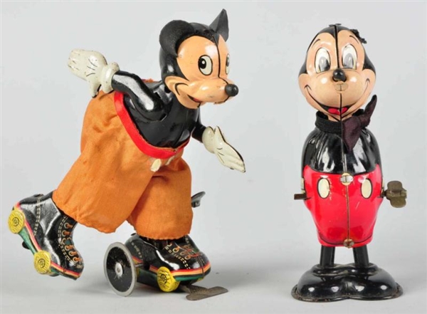 LOT OF 2: TIN LITHO LINEMAR MICKEY WIND-UP TOYS.  