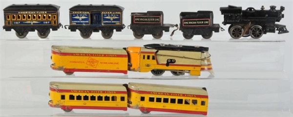 LOT OF 2: TIN LITHO AMERICAN FLYER TRAIN SETS.    