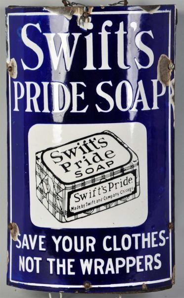 PORCELAIN SWIFTS PRIDE SOAP CURVED SIGN.         