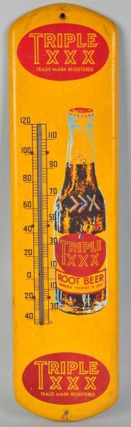 TIN TRIPLE XXX ROOT BEER THERMOMETER.             