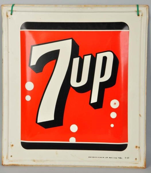 EMBOSSED TIN 7UP SIGN.                            