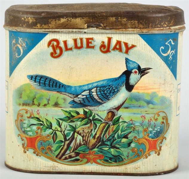 BLUE JAY 5¢ CIGAR TIN.                            