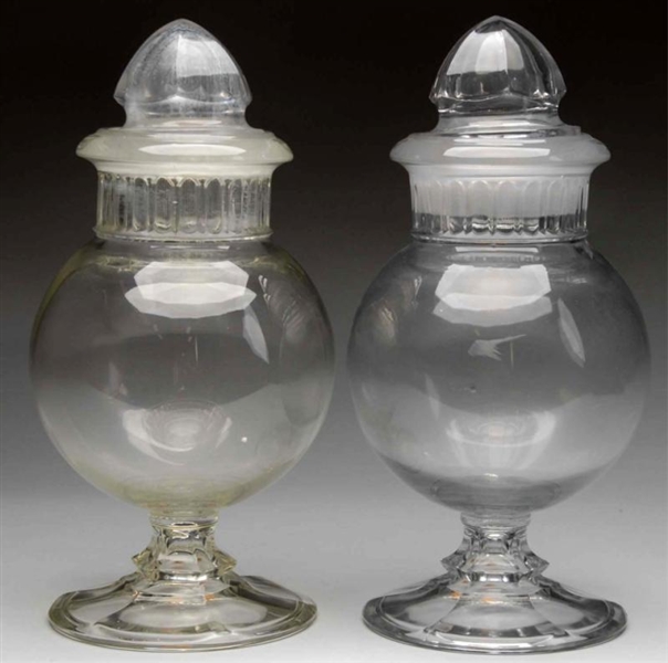 LOT OF 2: CONGRESS GLOBE APOTHECARY CANDY JARS.   