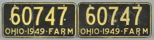MATCHING PAIR OF 1949 OHIO FARM LICENSE PLATES.   