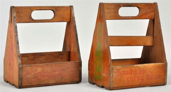 LOT OF 2: WOODEN COCA-COLA & 7UP CARRIERS.        