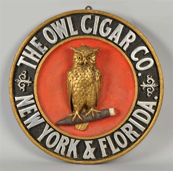 EMBOSSED OWL CIGAR COMPANY SIGN.                  