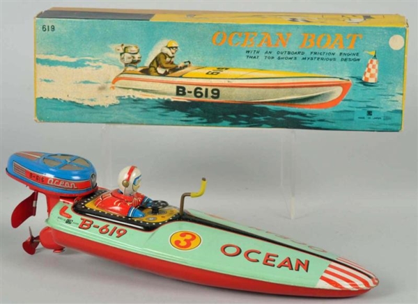 TIN LITHO OCEAN BOAT FRICTION TOY.                