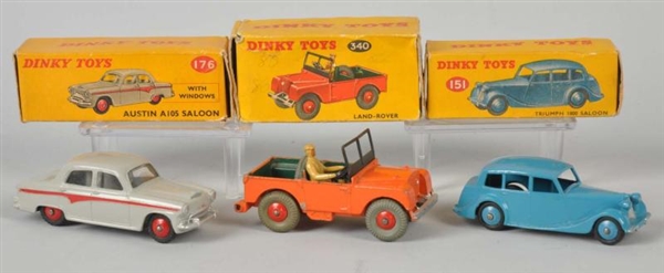 LOT OF 3: DIECAST DINKY VEHICLE TOYS.             