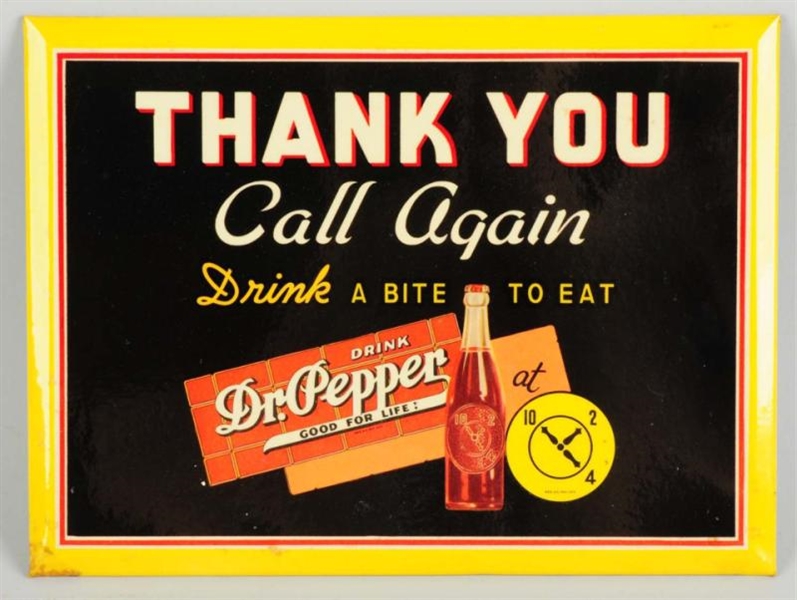 CELLULOID OVER TIN OVER CARDBOARD DR. PEPPER SIGN 